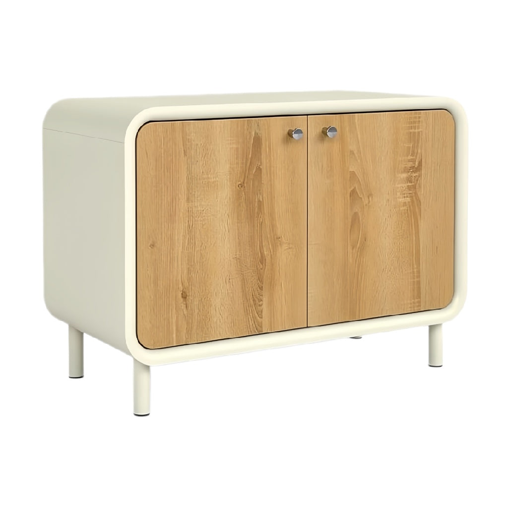 Technische titel in het Nederlands: **Moderne kast met houten deurtjes en afgeronde randen**